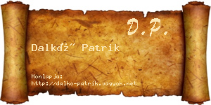 Dalkó Patrik névjegykártya